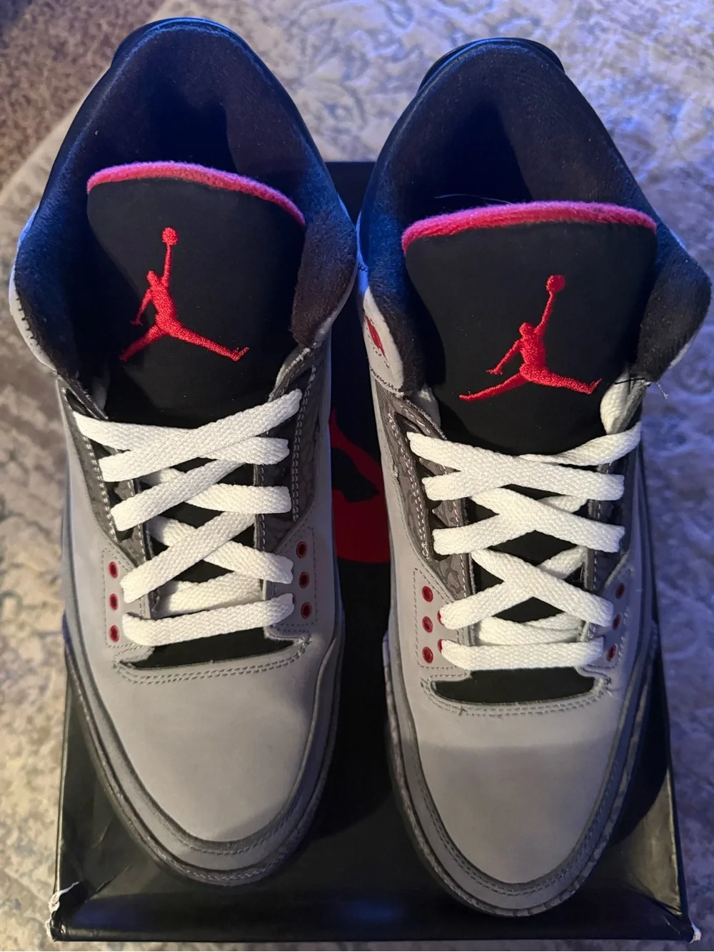 Jordan 3 Retro Stealth - Men's Grey, Black & Red Retro Basketball Sneakers